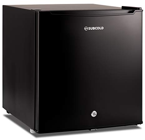 Subcold Eco50 Mini Fridge Black | Table-Top Model | Counter-Top Fridge | Solid Door with Chiller Box | Lock & Key | Energy Efficient (50L, Black) (Renewed)