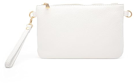 Mauro Pelletteria Pochette Donna con Tracolla Borsa Clutch Donna Elegante in Pelle Morbida Made in Italy Borsa da Polso Modello Mya Bianco