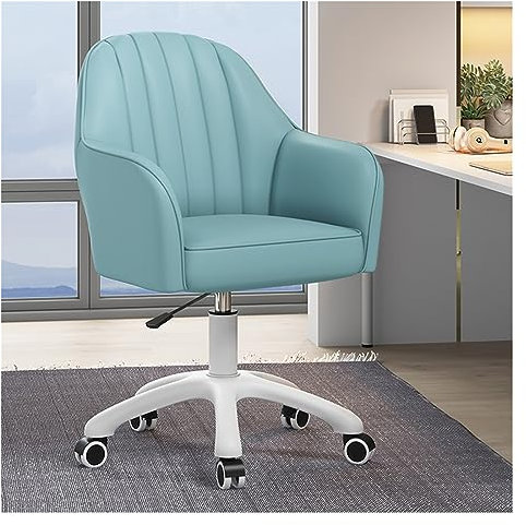 WIGSELBL Schreibtischstuhl Moderner Drehsessel Verstellbare Arbeitsstühle Moderner Bürostuhl Make-up-Stuhl 360° Drehstuhl Computerstuhl Mittellehner Wohnzimmerstühle (Farbe: Blau)