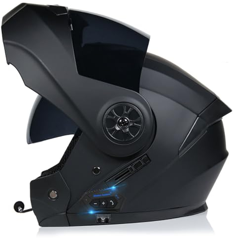 MotorradHelm Klapphelm Mit Bluetooth Modularer Helm Mit Doppelvisier ECE Zertifiziert Vollvisierhelm Fullface Helm Integral-Helm mit Eingebautem Mikrofon für Automatische Reaktion