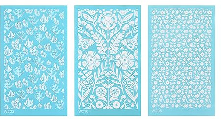 Silk Screen Stencils, 3 pcs Polymer Clay DIY Reusable Silkscreen Print Kit Texture Scratchers Printing Plate Patterns for Jewelry Clay Earrings(#4)