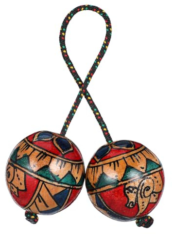 Ibasenice Bola Rítmica Africana, Maraca de Percusión de Mano para Música | Instrumento de percusión, agitador musical, shaker de mano, ritmo africano, baile y fiestas, madera pintada, sonido claro