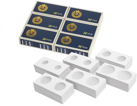 Boen 300PCS Coin Flips in 6 Sizes Cardboard Coin Holders for Colletors 2x2 inch Coin Cardboard Coin Flips for Coin Collection (Coin Flips 6-300)