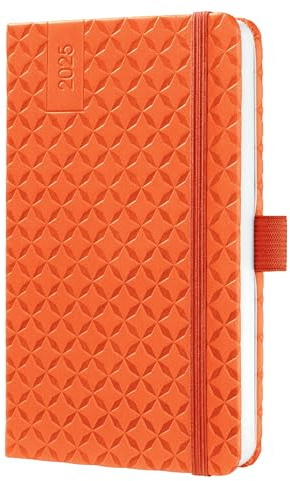 SIGEL J5118 Wochenkalender 2025 A6, Jolie, orange, Hardcover, Gummiband, Stiftschlaufe, Einstecktasche, 174 Seiten, vegan, Buchkalender, Terminplaner