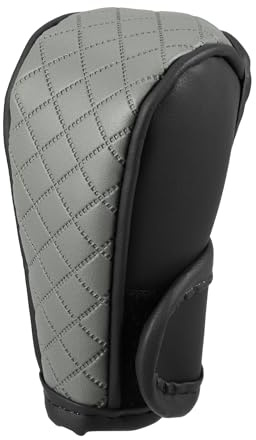 Partuto Auto Schaltknauf Abdeckung Schwarz/Grau 1x Universal Kunstleder | Größe 11,3X5,4Cm, Schutz, Dekoration, Anti-Rutsch, Wasserdicht, Kratzfest, Langlebig, Einfache Montage