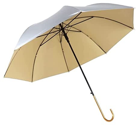 DRMEE Regenschirm Sturmfest Winddichter Golfschirm, Schlichter, Silberbeschichteter Stockschirm, Automatischer Offener Hakengriff, J-Stock-Regenschirm Umbrella Schirm (Color : Yellow, Size : 87cm)