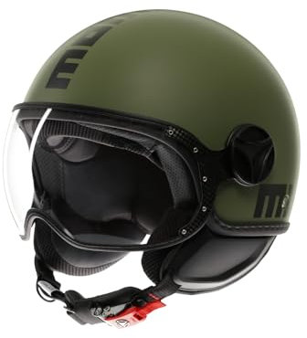 MOMO Design - FGTR CLASSIC E2206, Jet Helmet, Open Helmet for Motorcycles and Scooters, for Men and Women, Matt Military Green/Black, L