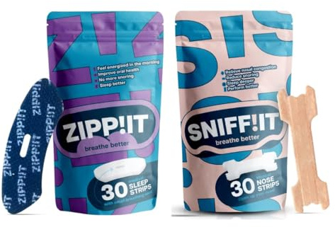 Zippit ekonomiset munplåster & näsremsor - 30 stycken Zippit muntejp & 30 stycken Sniffit näsremsor - Främjar näsandning