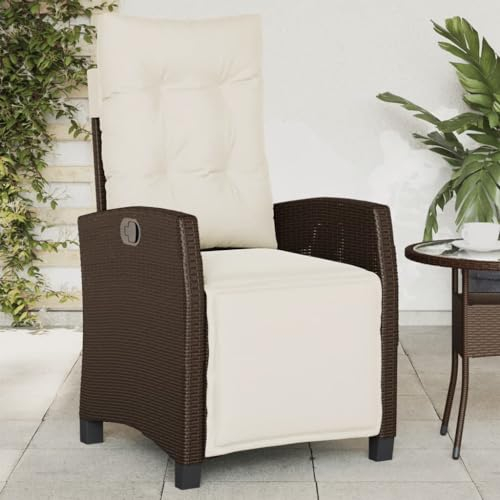HEFZGDB Gartensessel mit Fußteil Verstellbar Braun Poly Rattan Sonnenliege Gartenstühle Balkonstuhl Geeignet für Garten, Terrasse, Pool.