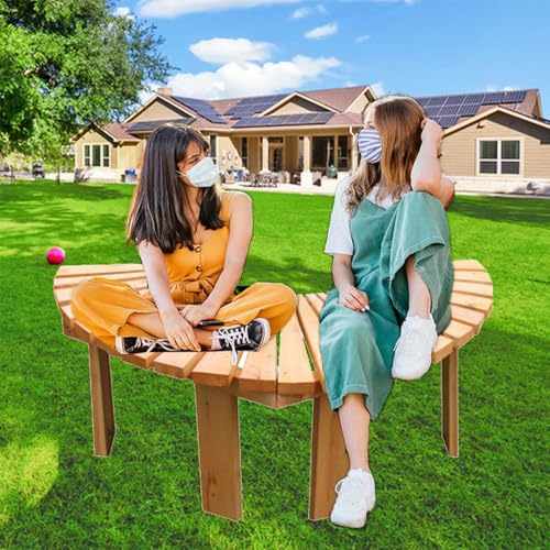 Innovz Baumbank Gartenbänke aus Wetterfestem Massivholz, 120 cm Halbrunde Rundbank für 2-3 Personen, Gebogene Hocker für Den Privaten und Gewerblichen Gebrauch(Brown)