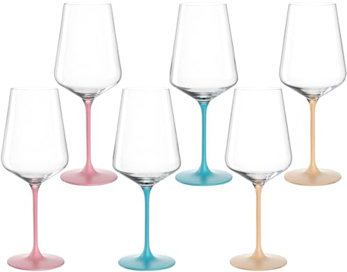 LEONARDO HOME Brera 046980 Lot de 6 verres à calice, verres à vin, de qualité supérieure et modernes, verres à cocktail tendance et colorés pour la maison, les fêtes, 560 ml