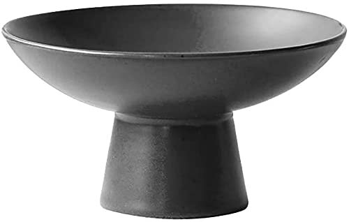 WHITEUQ Japanischer Kelch Keramik Geschirr Platte Servierplatte Dessert Obst Schmuck Aufbewahrungsschale Schwarz Vintage Tablett