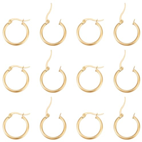 UNICRAFTALE 12 paire Créoles Boucles D'Oreilles Acier Inoxydable pour Cartilage Manchette D'Oreille Petites Boucles D'Oreilles Créole Doré Mini Boucle D'Oreilles Créoles Fils D'Oreille pour Femmes