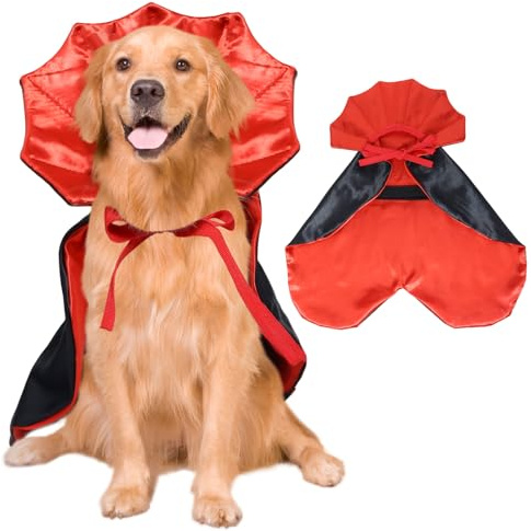 ROSAUI Christmas Dog Cape – Festive Red&Black Holiday Outfit for Large Dogs, Adjustable Fancy Dress Costume for Golden Retriever, Labrador, German Shepherd, Comfortable, Durable&Easy to Clean (L Size)