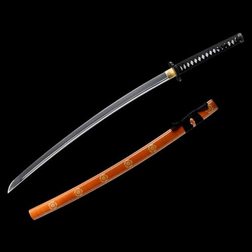 KWXPW 103cm Japanisches Katana,Federstahl Klinge,Traditionelles Handschmiedeverfahren,Echtes Samurai-Schwert für Kendo-Training,Kampfsport,Cosplay,Heimdekoration,Ausstellung,Geschenke,Sammeln