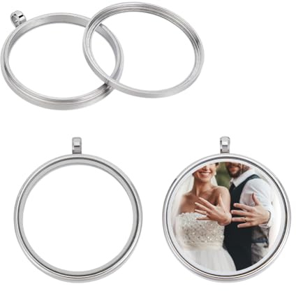 UNICRAFTALE 2 Stück Memory Medaillon Anhänger 39mm Edelstahl Leerzeichen Flach Rund Schwimmende Medaillon Charms Für Halsketten Mit Glas Foto Charms Für Die Schmuckherstellung