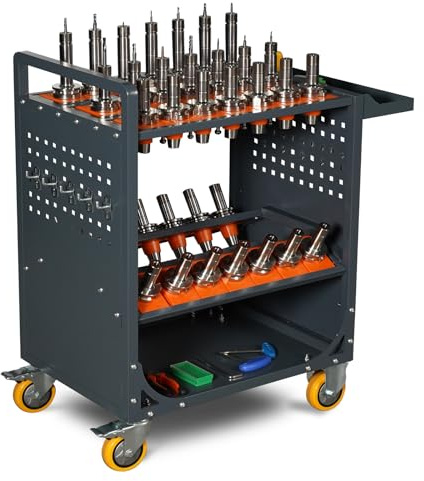 LYREIGN Grey Classic 40 Taper CNC Tool Holder Transfer Cart for CAT/BT40