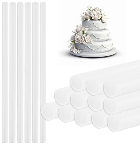 EASYKEENECOM 12 Pièces Goujons à Gâteau en Plastique Supports à Gâteau, Dowels pour Gateau Réutilisables Bâtons de Support de Gâteau de pour Construction et L'empilage de Gâteaux en Couches (30 cm)