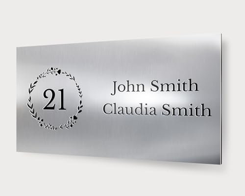 LIENZODECOR Targhetta Personalizzata 10x4 cm | Porta Ingresso | Etichette per Cassetta Posta Numeri e Nomi | Targa Postale
