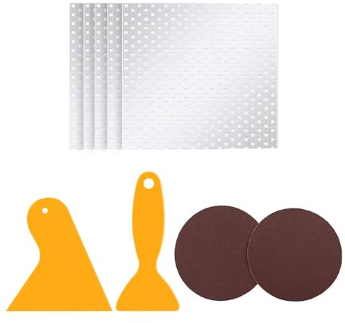 9Pcs Plaster Repair Tool Wall Repair Kit Self Adhesive Wall Mesh Repair lncludes 5Pcs Wall Hole Filler Patch with 2 Sandpaper and 2 Putty Knife for Ceiling Holes Cracks
