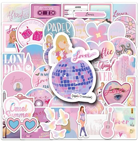Onperpoe 50 Pcs Pink Lover Stickers, Multi-Color Variety Pack, Romantic Style, PVC Material, Suitable for Plastic, Metal, Wood, Glass, Wall, Vehicle, Cloth, 50 Count