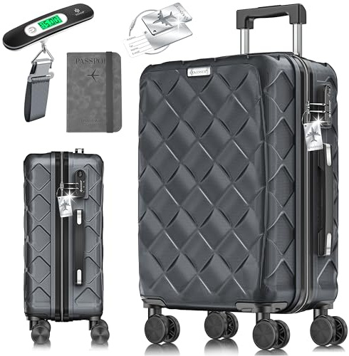 KESSER® Valigia da viaggio in ABS rigida con serratura a combinazione, bilancia e portafoglio, ruote a 360°, valigetta per business, trolley con asta telescopica e maniglia