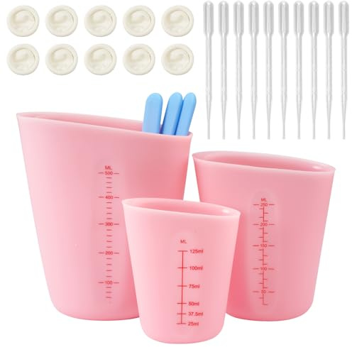 3 Pezzi Misurini in Silicone per Resina 125ML / 250ML / 500ML Misurino