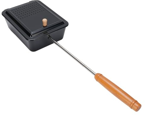 Campfire Popcorn Popper, Old Fashioned Popcorn Maker with Nonstick Finish and Extended Handle, Popcorn Grill Tray Iron Manual Popcorn Pan for Home Camping Backyard