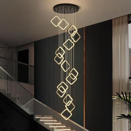 Modern LED Hängelampe Dimmbar Rhombus Pendelleuchte Wohnzimmerlamp Aluminium Treppe Hängeleuchte Xuanguan Schlafzimmer Esszimmer Mit Fernbedienung Küchenlampe Höhenverstellbar Lampen(15 heads)