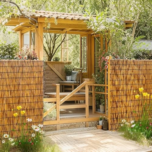 Schilfrohrmatte Gartensichtschutz Balkon Zaun 60cm 90cm 100cm 120cm 140cm 150cm 160cm Hoch Schilfmatte Bambus Sichtschutz Natürlicher Bambuszaun