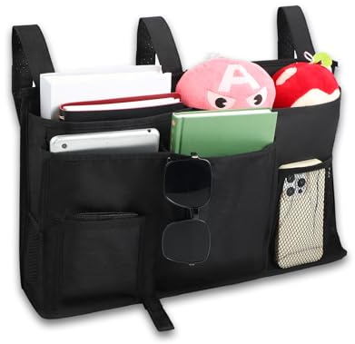 Windfromort Organizzatore per letto da appendere – Borsa da letto – 7 tasche – nero