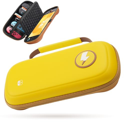 Zerika Pochette Housse pour Nintendo Switch 2 2025, Design Amélioré pour l’Amortisseur en Nid d’Abeille, étui de pour Console Nintendo Switch 2 et Accessoires, avec 10 Poches pour Jeux (Jaune)
