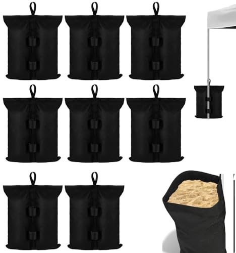 Bavooty Poids Pavillon Sacs De Sable,37x34CM Poids pour Tonnelle Sac de Sable,Sac De Lestage pour Tonnelle,Poids Lourd pour Pavillontente De RéCeption,Protection Contre Les Inondations (8, Noir)