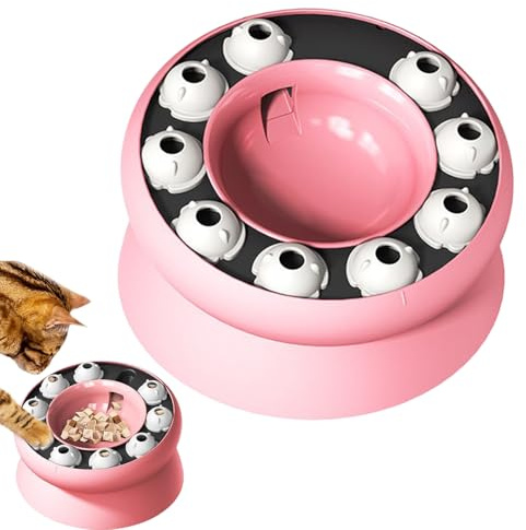 Fierudeng Gamelle pour chat à alimentation lente – Gamelle rotative avec structure de fuite pour chats – Jeu d'alimentation interactif contre l'ennui pour la maison et les déplacements pour les
