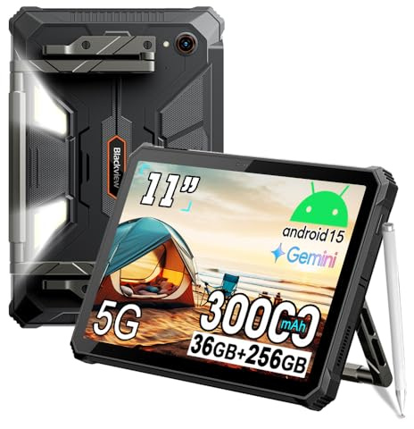 Blackview Active 12 Pro 30000mah 5G Outdoor Tablet mit Projektoren, 36GB+256GB/1TB Tablet, 11FHD+ Rugged Smartphone Android 15, 108MP+50MP, 2 Speakers,IP68 Wasserdicht,4G,5G,OTG,GPS,NFC,Fingerabdruck