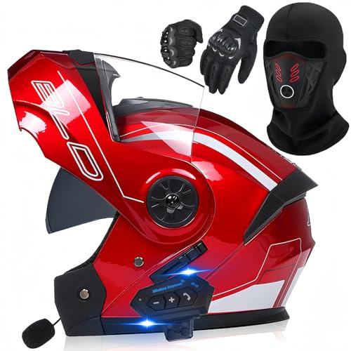 Casque De Moto Modulaire Bluetooth, Casque De Moto Rabattable À l'avant, Homologué ECE, Double Visière Intégrée, Coque Haute Résistance, Doublure Confortable Et Respirante K,M(57~58cm)