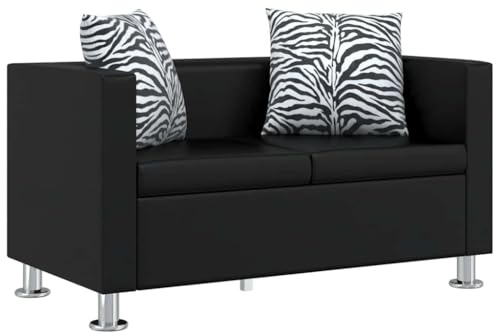 HUAKEHOM 2-Sitzer Sofa Couch Loungesofa Relaxsofa Relaxcouch Kunstleder Schwarz