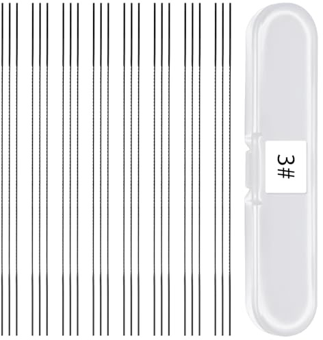 TXErfolg 24 Pièces Lames de Scie à Chantourner 130mm Scie a Chantourner avec boîte en plastique Nr.3 Lames de Scie en Acier Carbone pour Bois, Plastique, Mousse, Métaux mous(Nr.3)