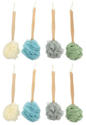 MUCKLILY 8 St Kroppsskrubb med Långt Handtag Mjuk Nylon Ryggborste för Män och Kvinnor Exfoliering och Rengöring för Dusch och Resa