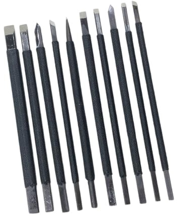 CLISPEED Kit de 10 Herramientas de Tallado Manual de Acero de Tungsteno para Grabado en Piedra, Buriles para Escultura y Rotulación de Piedras, Adecuado para Artesanía y Fabricación