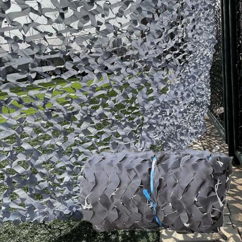 Red de Camuflaje Gris 3X4m Red de Protección Solar Red de Camuflaje Militar para Interior o Exterior para Caza Camping Jardín Ocio Privacidad Decoración y Ciegos Disparos