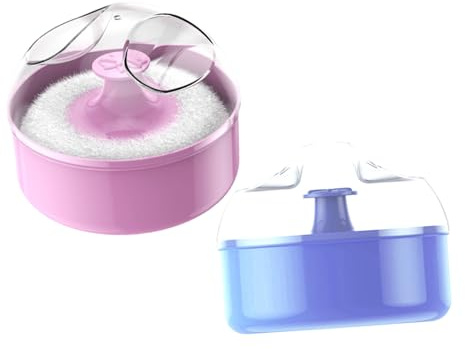DRESSOOS Puderquaste aus Plüsch mit Aufbewahrungsbox für Körper und Gesicht 2 Stück Babypuder Applikator Sicher für für und Zuhause