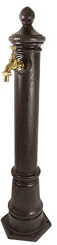 Wasserzapfsäule Wasserzapfstelle für Garten Standbrunnen mit Wasserhahn Antik-Stil Braun 80cm