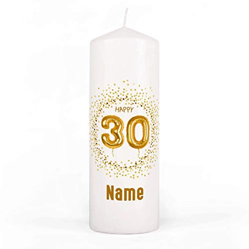 Herz & Heim® personalisierte Geburtstagskerze zum runden Geburtstag mit Wunschnamen 30. Geburtstag