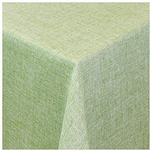 Tischdecke Damast Maßanfertigung im Leinen-Design in Lind-Grün eckig 120x230 cm, weitere Farben und Größen wählbar
