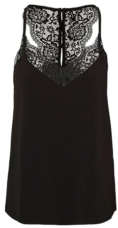 Vero Moda Vmana S/L Lace Top Noos, Top Mujer, Black, XL
