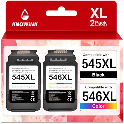 KNOWINK PG-545XL CL-546 XL Patronen Kompatibel für Canon Druckerpatronen 545 546 XL Multipack für Canon Pixma MX495 TR4550 TS3350 TS3150 TR4551 MG2550s MG2555s TS3151 MG3050 MG2950(2-Pack)