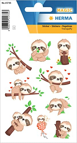 HERMA 15735 Lot de 9 autocollants paresseux petits et grands autocollants animaux avec motif de paresseux amusant Étiquettes pour enfants pour album photo, journal intime, album de poésie,