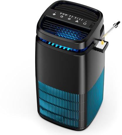 POMORON 4-in-1 Air Purifiers for Home, Air Ionizer Negative Ion Generator, True H13 Filter, UV, Covers 1250 Ft² 99.97% Removal Rate for Pollen Smoke Pet Dander Air Cleaner for Bedroom, MJ002H, Black