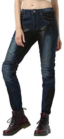 GEBIN Damen Motorradhose Jeans Atmungsaktiv Motorrad Hose Motorradrüstung Schutzauskleidung Motorcycle Biker Pants 4 x Schutz Ausrüstung L,Blau